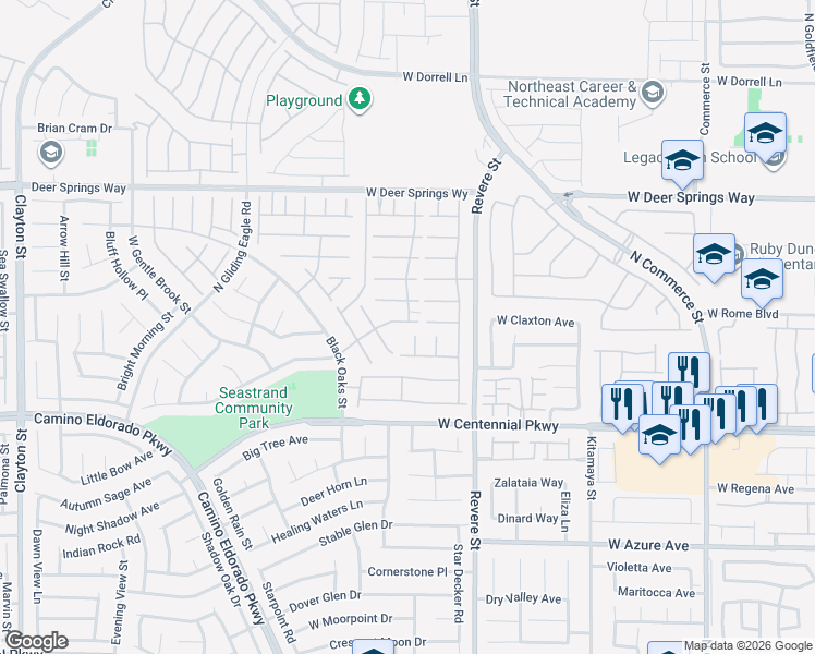 map of restaurants, bars, coffee shops, grocery stores, and more near 913 Silent Sunset Avenue in North Las Vegas