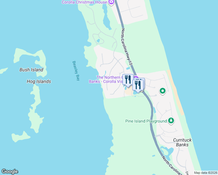 map of restaurants, bars, coffee shops, grocery stores, and more near 500 Magnolia Way in Corolla