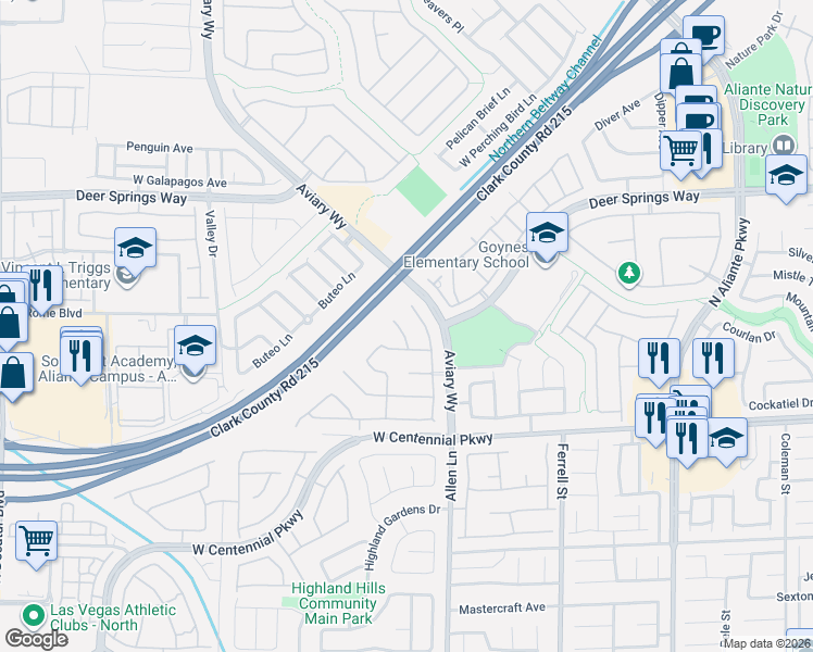 map of restaurants, bars, coffee shops, grocery stores, and more near 3816 West Rock Dove Way in North Las Vegas