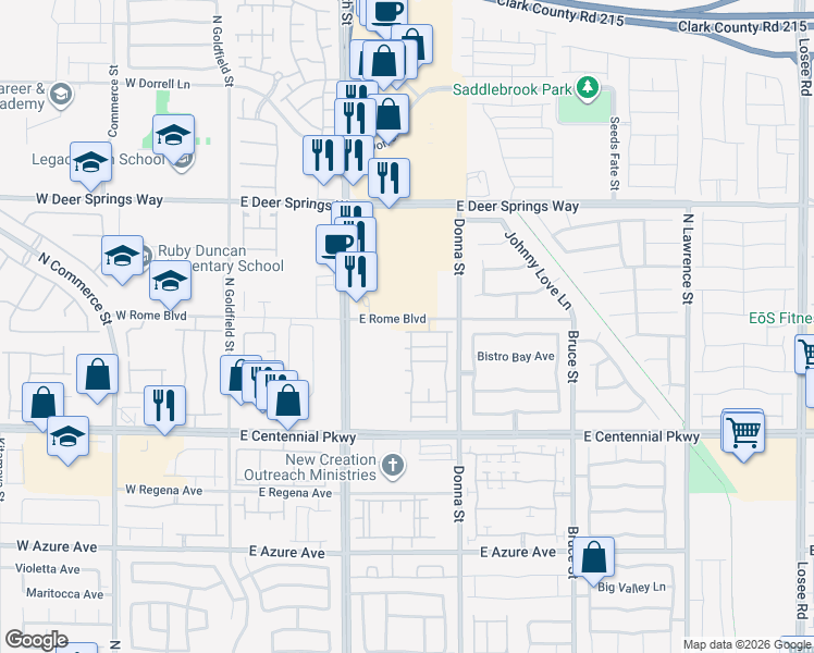 map of restaurants, bars, coffee shops, grocery stores, and more near 762 Star Estates Avenue in North Las Vegas