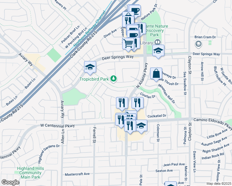 map of restaurants, bars, coffee shops, grocery stores, and more near 3005 Gnatcatcher Avenue in North Las Vegas