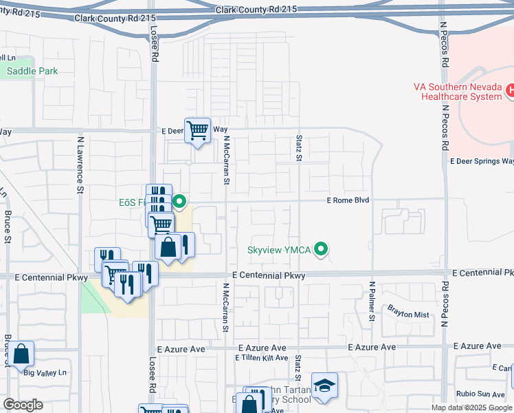 map of restaurants, bars, coffee shops, grocery stores, and more near 2824 Swanson Avenue in North Las Vegas
