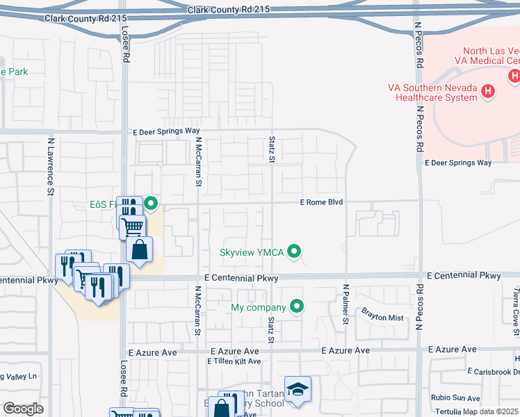 map of restaurants, bars, coffee shops, grocery stores, and more near 2928 Riarosa Court in North Las Vegas