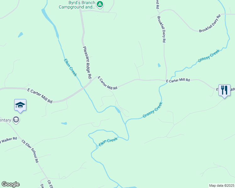 map of restaurants, bars, coffee shops, grocery stores, and more near 1082 East Carter Mill Road in Elkin