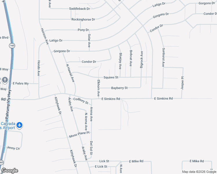 map of restaurants, bars, coffee shops, grocery stores, and more near 1640 Bayberry Street in Pahrump