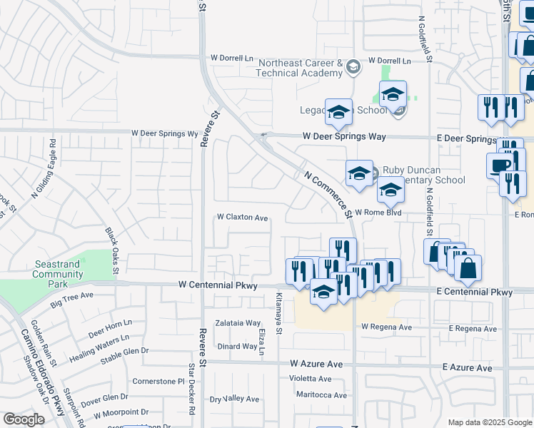 map of restaurants, bars, coffee shops, grocery stores, and more near 512 West Claxton Avenue in North Las Vegas