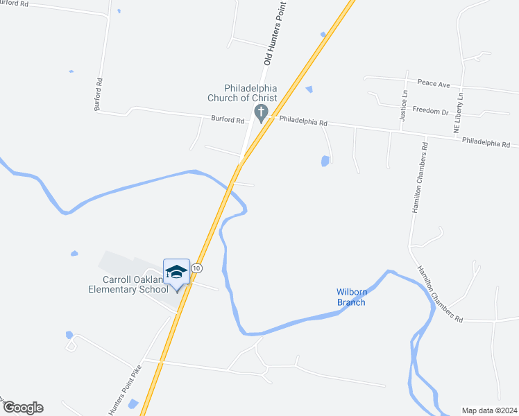 map of restaurants, bars, coffee shops, grocery stores, and more near 5095 Hunters Point Pike in Lebanon