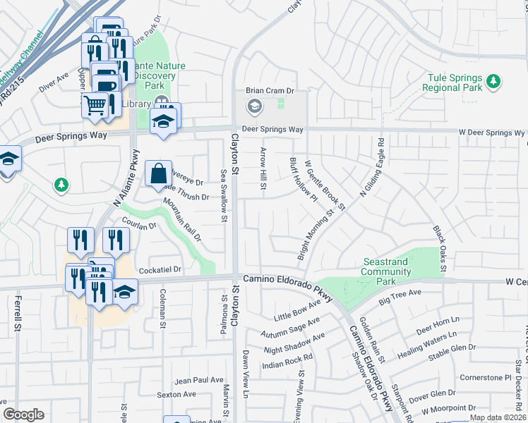 map of restaurants, bars, coffee shops, grocery stores, and more near 6420 Night Owl Bluff Avenue in North Las Vegas