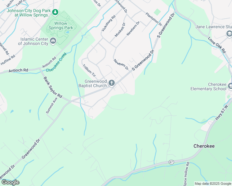 map of restaurants, bars, coffee shops, grocery stores, and more near 103 Elliott and Scott Circle in Johnson City