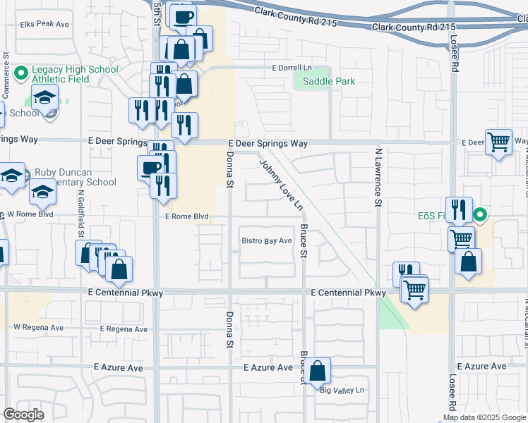 map of restaurants, bars, coffee shops, grocery stores, and more near 1020 East Rome Boulevard in North Las Vegas