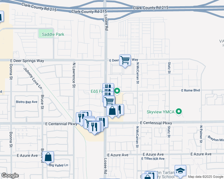 map of restaurants, bars, coffee shops, grocery stores, and more near 2539 Wildbrook Avenue in North Las Vegas