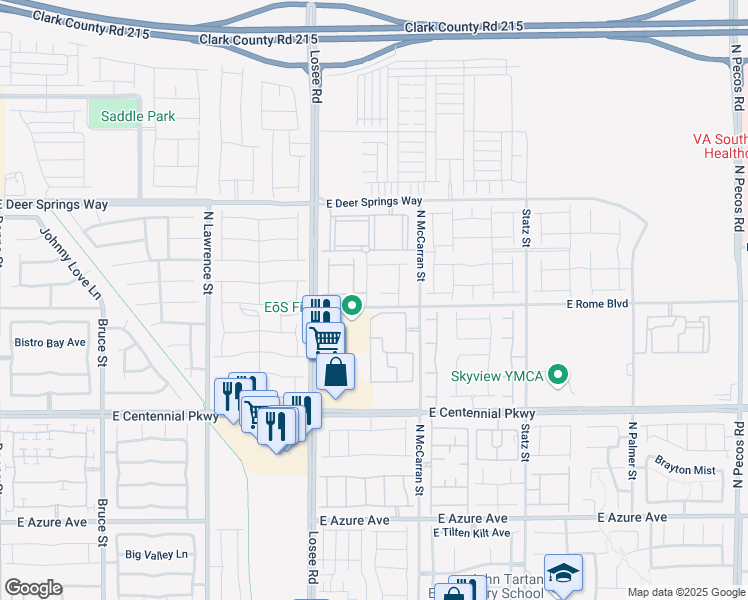 map of restaurants, bars, coffee shops, grocery stores, and more near 6612 North Jade Jaguar Street in North Las Vegas