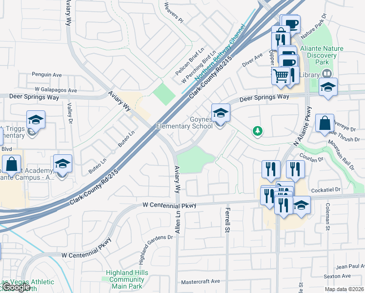 map of restaurants, bars, coffee shops, grocery stores, and more near 6616 Lavender Lilly Lane in North Las Vegas