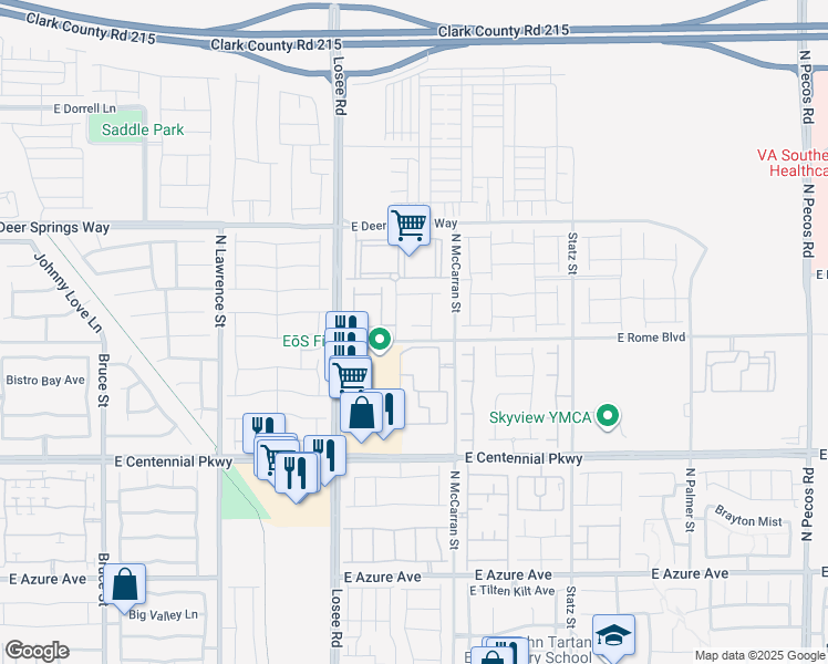 map of restaurants, bars, coffee shops, grocery stores, and more near 2621 Lazy Leopard Court in North Las Vegas