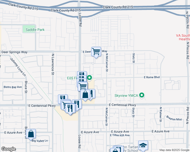 map of restaurants, bars, coffee shops, grocery stores, and more near 6612 North Jade Jaguar Street in North Las Vegas