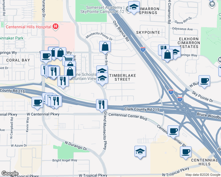 map of restaurants, bars, coffee shops, grocery stores, and more near 8328 Fawn Meadow Avenue in Las Vegas