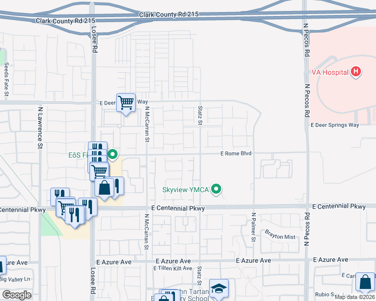 map of restaurants, bars, coffee shops, grocery stores, and more near 2928 Riarosa Court in North Las Vegas