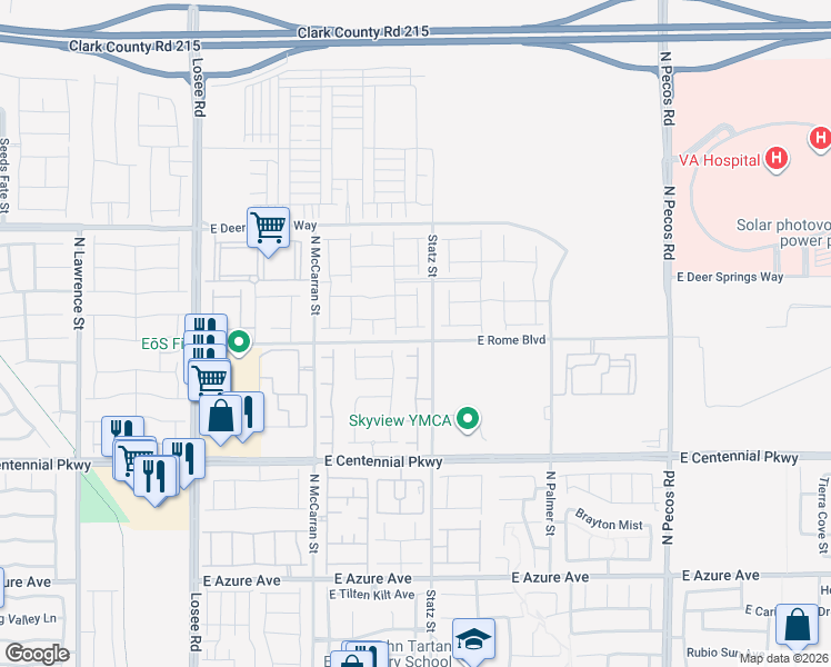 map of restaurants, bars, coffee shops, grocery stores, and more near 2928 Riarosa Court in North Las Vegas
