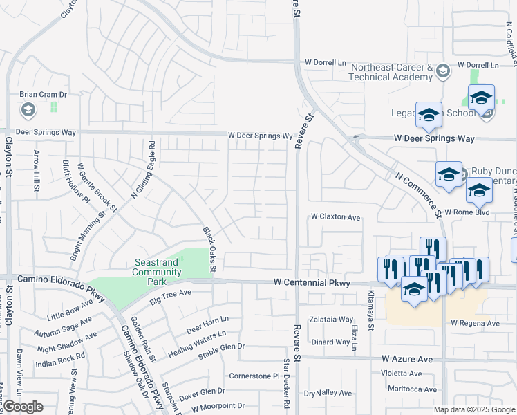 map of restaurants, bars, coffee shops, grocery stores, and more near 909 Aspen Hollow Court in North Las Vegas