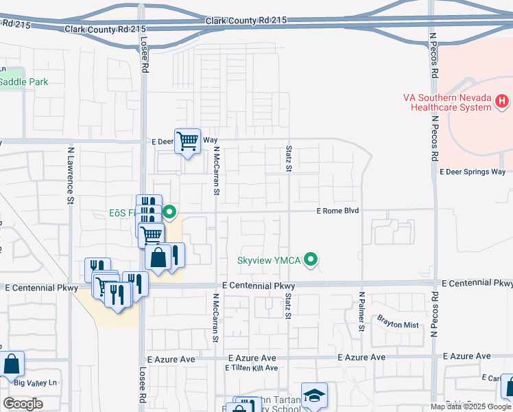 map of restaurants, bars, coffee shops, grocery stores, and more near 2873 Victorian Road in North Las Vegas