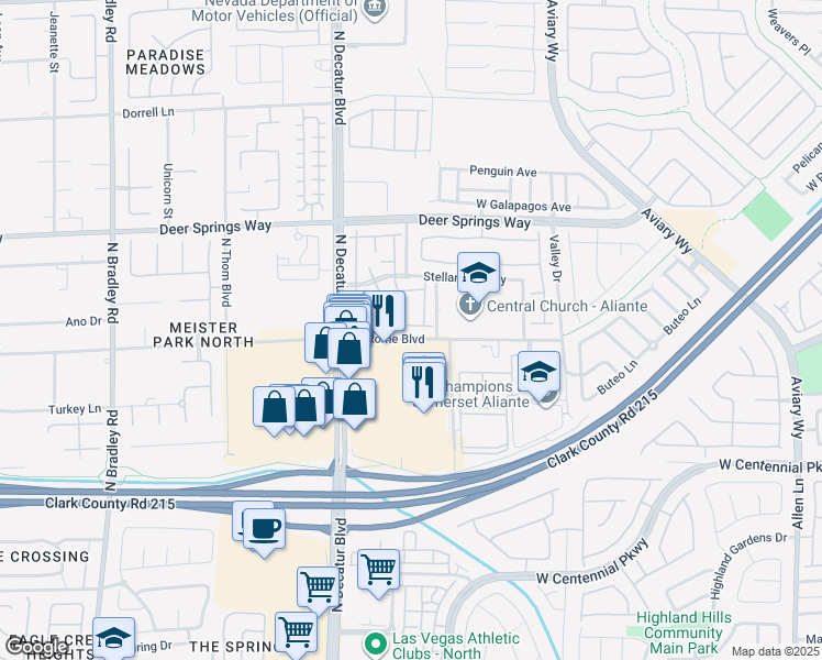 map of restaurants, bars, coffee shops, grocery stores, and more near 4625 Centisimo Drive in North Las Vegas