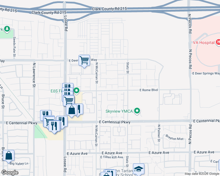 map of restaurants, bars, coffee shops, grocery stores, and more near 2873 Victorian Road in North Las Vegas