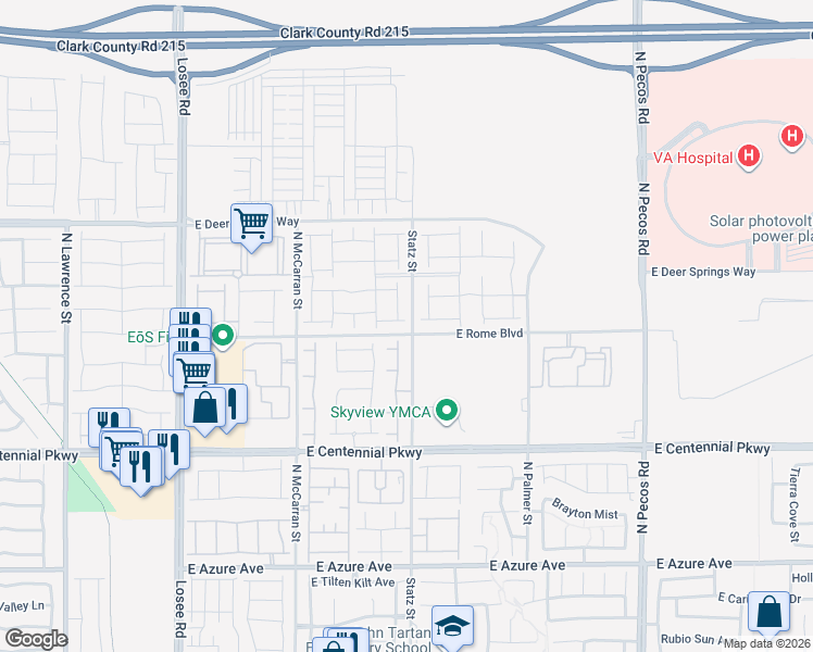 map of restaurants, bars, coffee shops, grocery stores, and more near 2928 Riarosa Court in North Las Vegas