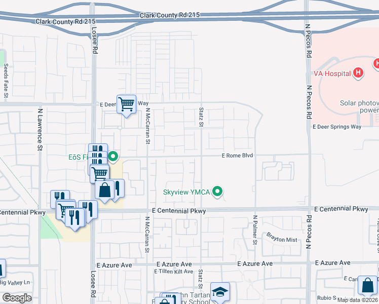 map of restaurants, bars, coffee shops, grocery stores, and more near 2928 Riarosa Court in North Las Vegas