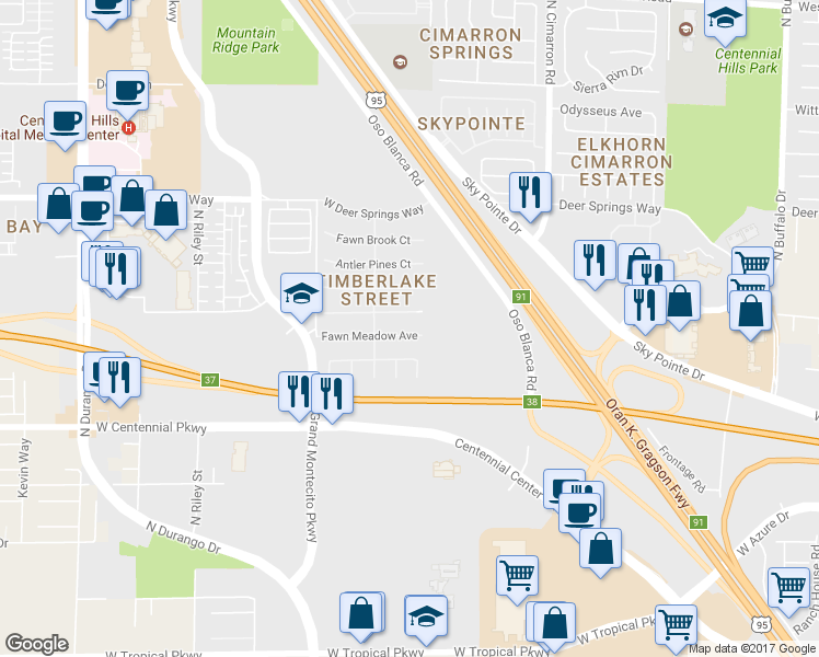 map of restaurants, bars, coffee shops, grocery stores, and more near 8212 Fawn Meadow Ave in Las Vegas