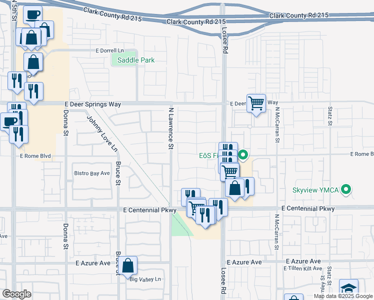 map of restaurants, bars, coffee shops, grocery stores, and more near 2122 Thelen Avenue in North Las Vegas