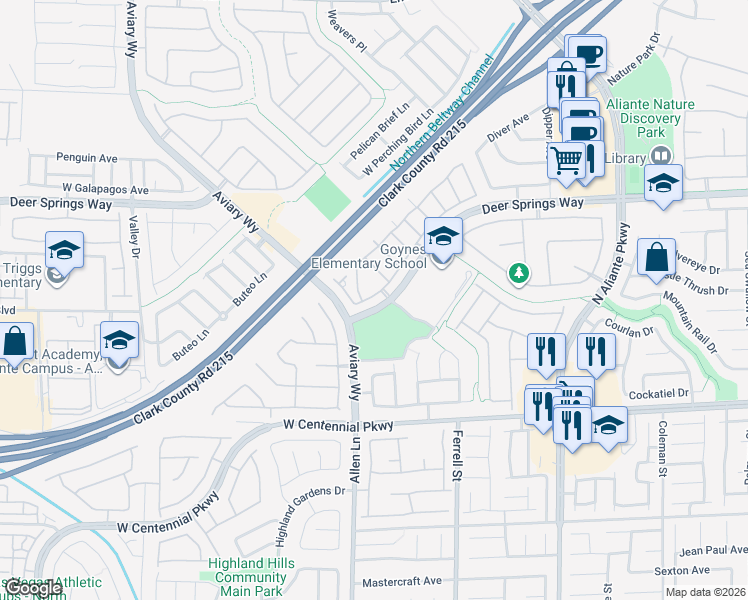 map of restaurants, bars, coffee shops, grocery stores, and more near 6620 Lavender Lilly Lane in North Las Vegas