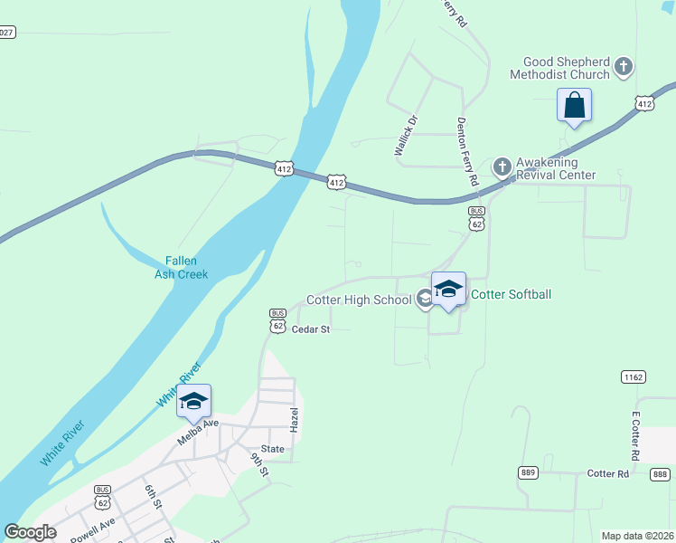 map of restaurants, bars, coffee shops, grocery stores, and more near 126 Bland Street in Cotter