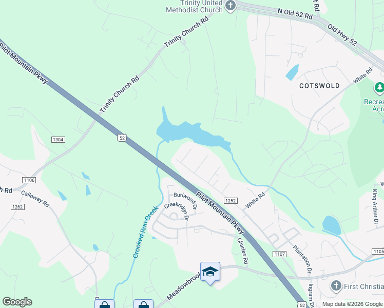 map of restaurants, bars, coffee shops, grocery stores, and more near 104 McGee Court in King