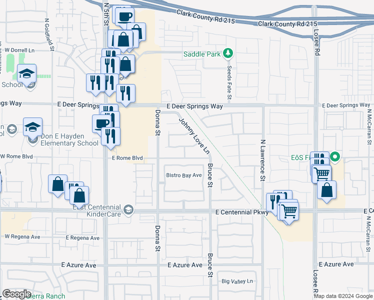 map of restaurants, bars, coffee shops, grocery stores, and more near 1105 Bobby Pollard Avenue in North Las Vegas