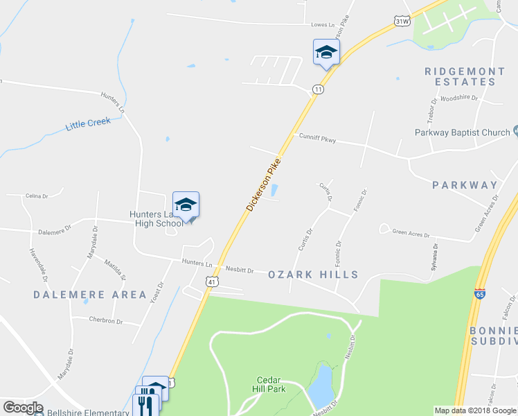 map of restaurants, bars, coffee shops, grocery stores, and more near 4033 Dickerson Pike in Nashville