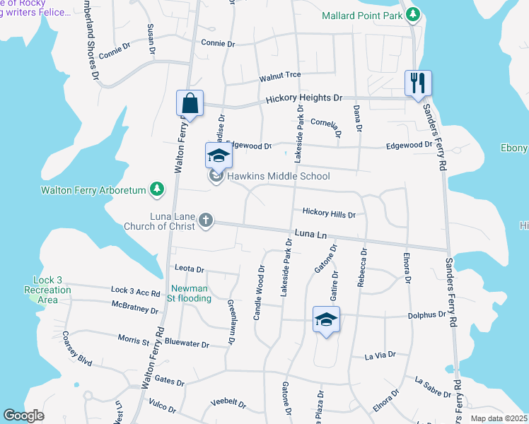 map of restaurants, bars, coffee shops, grocery stores, and more near 104A Twin Oaks Court in Hendersonville