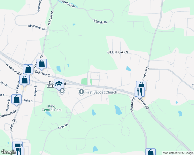 map of restaurants, bars, coffee shops, grocery stores, and more near 201 Church Street in King