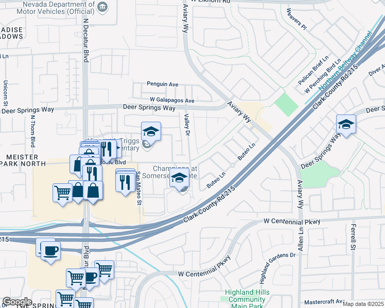 map of restaurants, bars, coffee shops, grocery stores, and more near 6613 Scavenger Hunt Street in North Las Vegas
