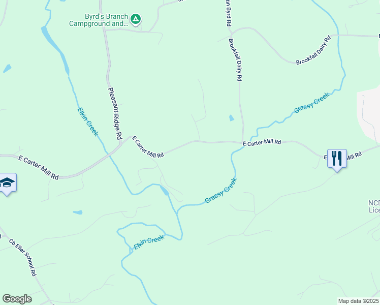 map of restaurants, bars, coffee shops, grocery stores, and more near 1242 East Carter Mill Road in Elkin