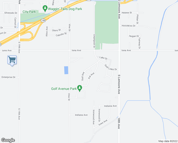 map of restaurants, bars, coffee shops, grocery stores, and more near 379 Highland Place in Lemoore