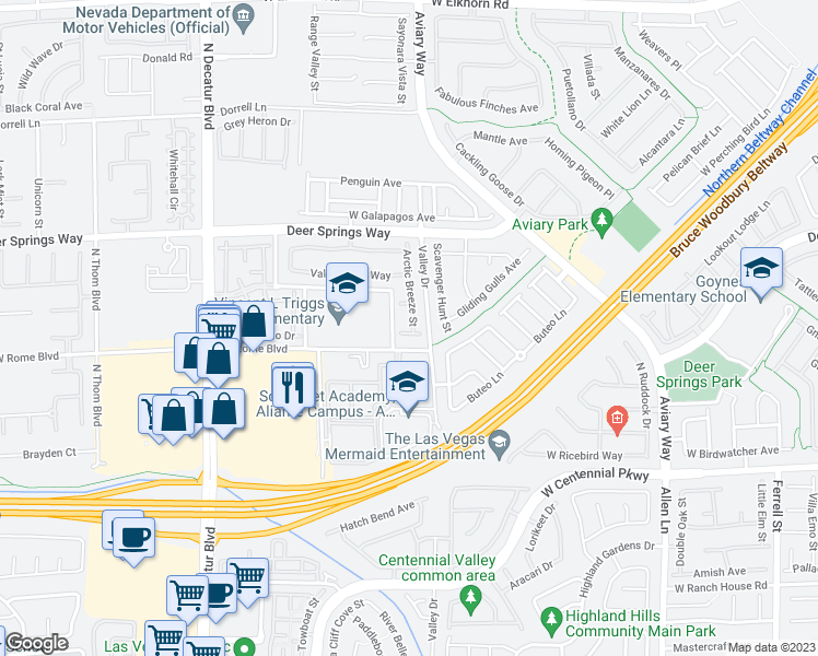 map of restaurants, bars, coffee shops, grocery stores, and more near 4332 Skimmers Court in North Las Vegas