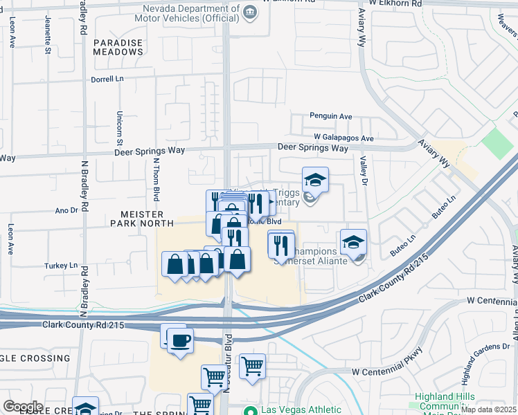 map of restaurants, bars, coffee shops, grocery stores, and more near 4655 Centisimo Drive in North Las Vegas