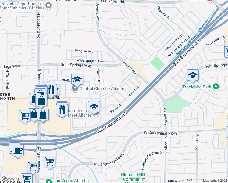 map of restaurants, bars, coffee shops, grocery stores, and more near 4158 Great Egret Lane in North Las Vegas