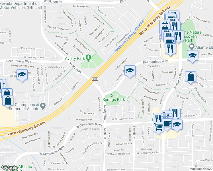 map of restaurants, bars, coffee shops, grocery stores, and more near 6616 Lavender Lilly Lane in North Las Vegas