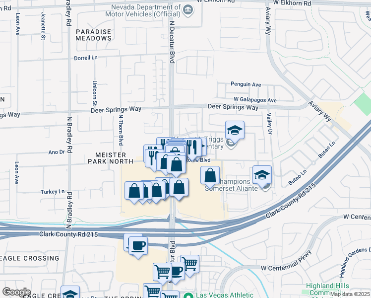 map of restaurants, bars, coffee shops, grocery stores, and more near 6625 Abruzzi Drive in North Las Vegas