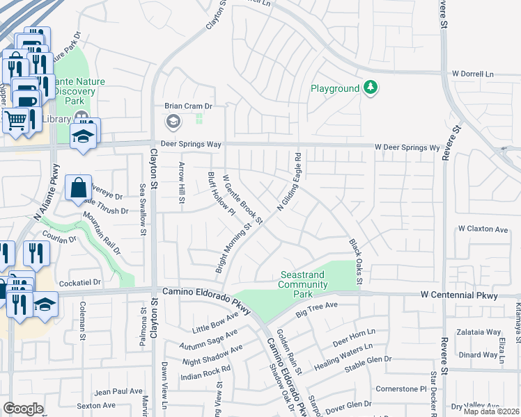 map of restaurants, bars, coffee shops, grocery stores, and more near 6617 Fort William Street in North Las Vegas