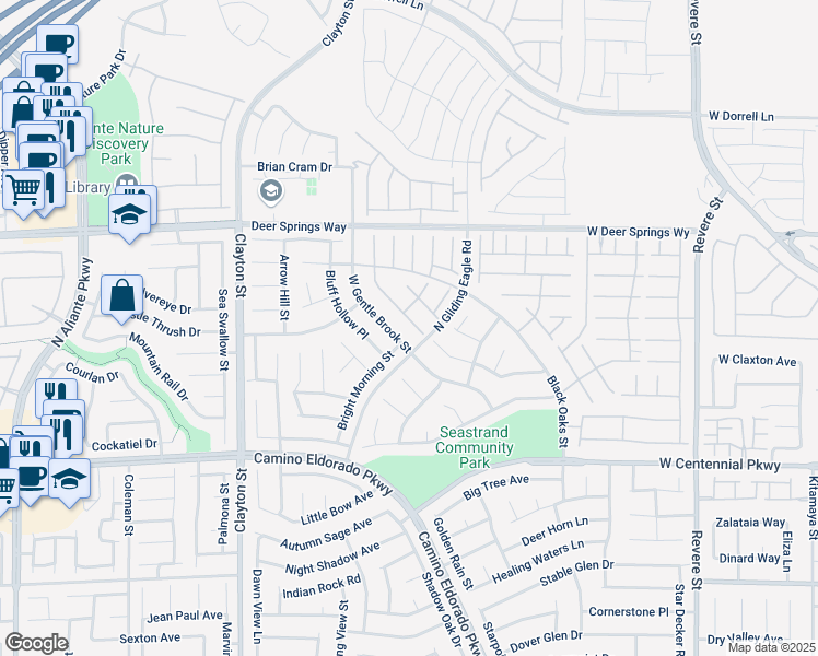 map of restaurants, bars, coffee shops, grocery stores, and more near 6617 Fort William Street in North Las Vegas
