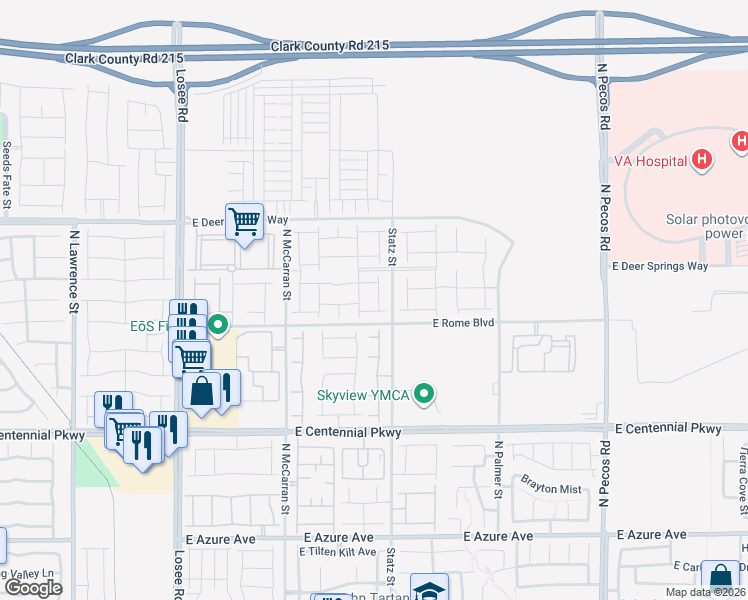 map of restaurants, bars, coffee shops, grocery stores, and more near 6621 Palm Branch Street in North Las Vegas