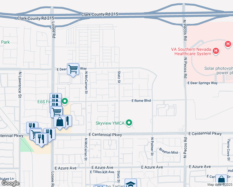 map of restaurants, bars, coffee shops, grocery stores, and more near 6622 Palm Branch Street in North Las Vegas