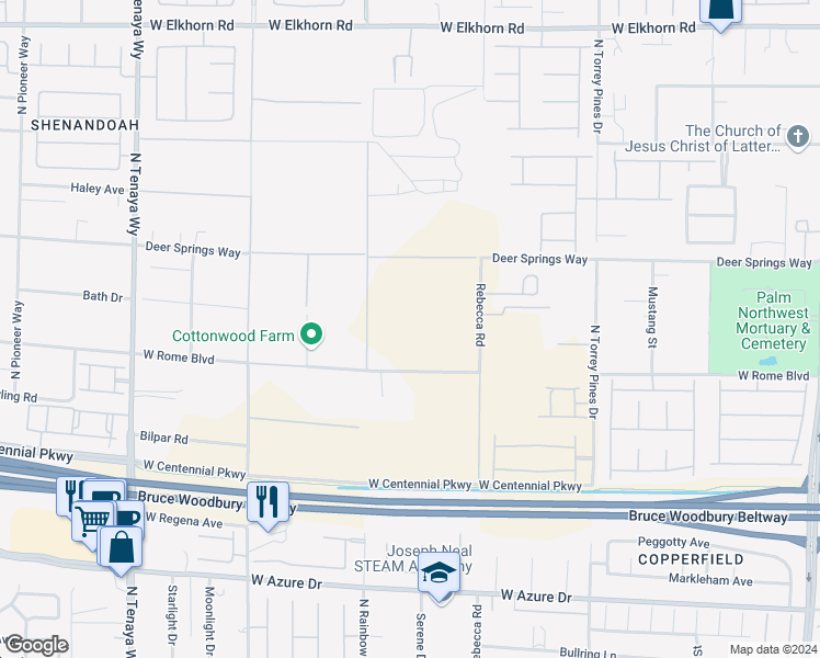 map of restaurants, bars, coffee shops, grocery stores, and more near 6670 North Rainbow Boulevard in Las Vegas